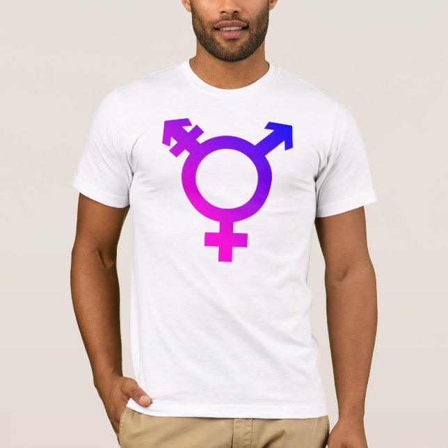 Camiseta Símbolo Trans* rosa/azul (Frente)