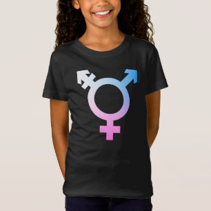 Camiseta Símbolo Trans* rosa/azul/branco