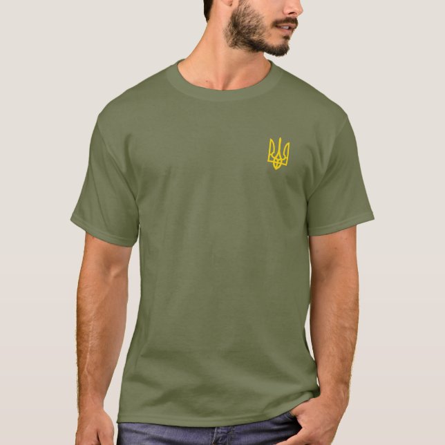 Camiseta Símbolo Trident da Ucrânia Zelensky Olive Verde (Frente)