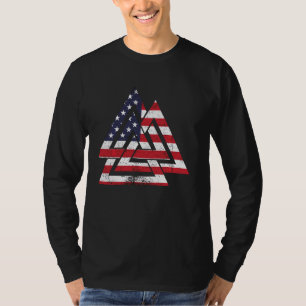 Camiseta Símbolo Valknut America Usa Flag Patriotic Viking