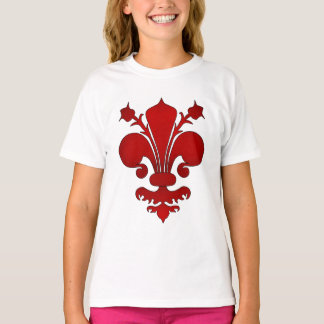 Camiseta Símbolo vermelho-escuro de pulgas de lis