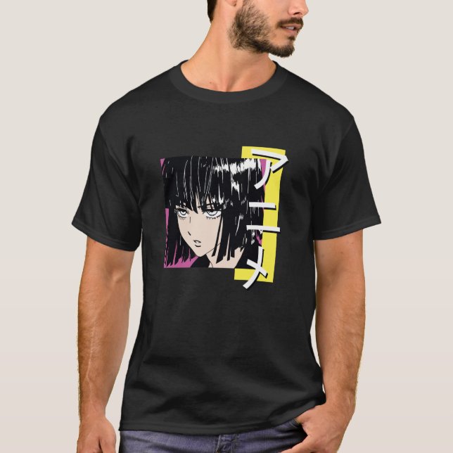 Camiseta Símbolo vertical com tema de animação japonesa T S (Frente)
