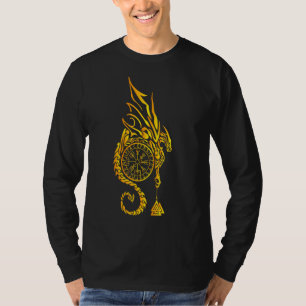 Camiseta Símbolo Viking Rune Compass Vegvisir Islandês