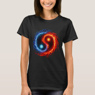 Camiseta Símbolo Yin Yang de Fogo e Água Equilíbrio Tai Chi