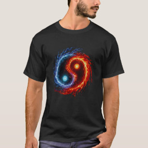 Camiseta Símbolo Yin Yang de Fogo e Água Equilíbrio Tai Chi