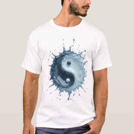 Camiseta Símbolo Yin Yang de Salpico de Água Dinâmica