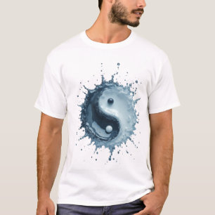 Camiseta Símbolo Yin Yang de Salpico de Água Dinâmica