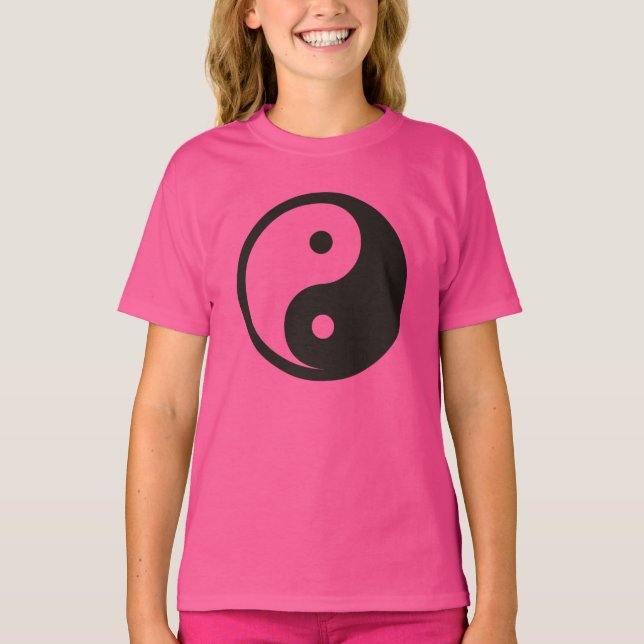 Camiseta Símbolo Yin Yang - design de tatuagem sólida (Frente)