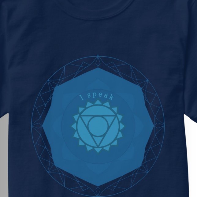 Camiseta Símbolo Yoga Throat Chakra Blue Vishuddha (Criador carregado)