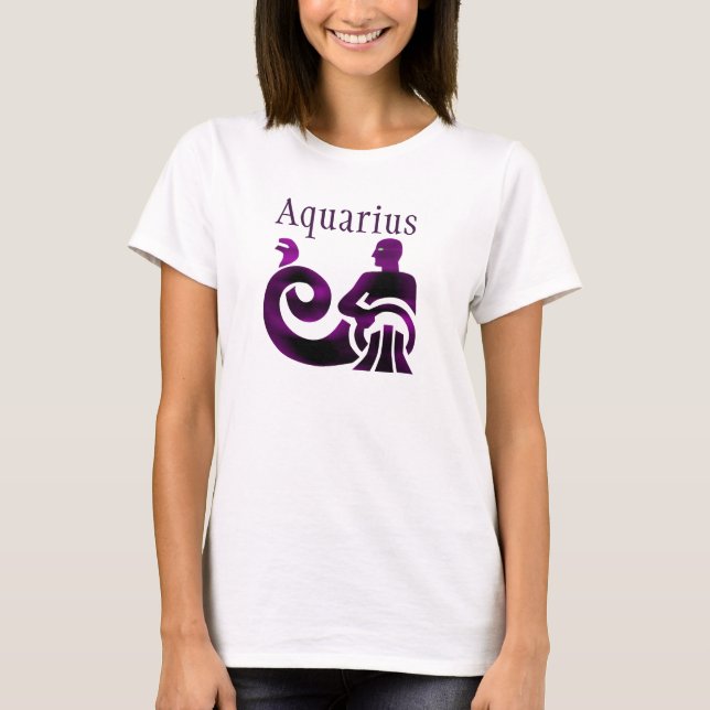 Camiseta Símbolo Zodiac Aquário Horoscópio Roxo Astrologia (Frente)
