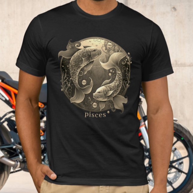 Camiseta Símbolo Zodiac Celestial Fantasy Peixes Mens (Criador carregado)