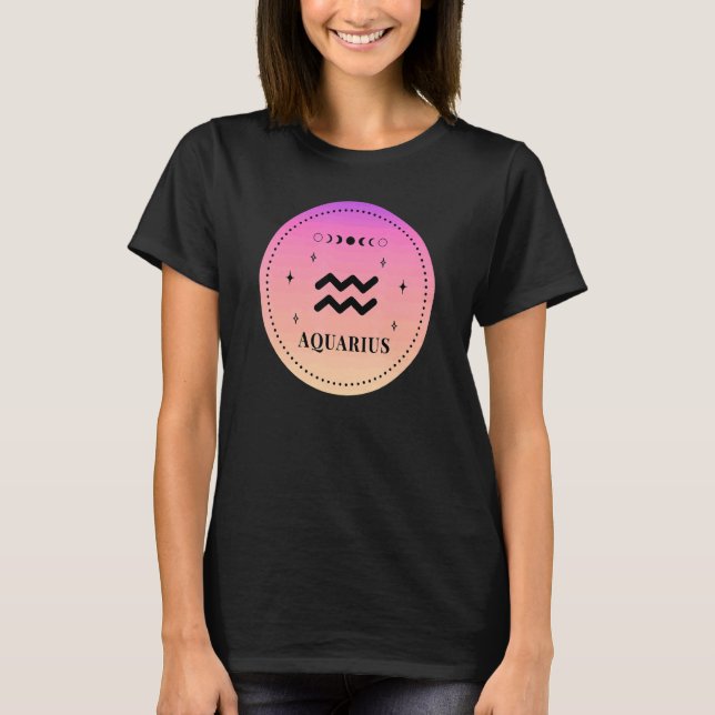 Camiseta Símbolo Zodiac de Birthday Aquarius Retro Aquarius (Frente)