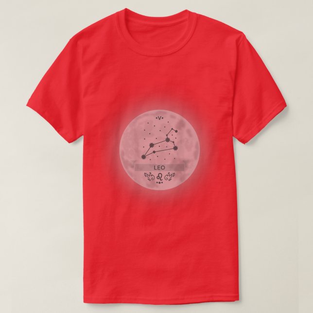 Camiseta Símbolo Zodiac Leo 2593 (Frente do Design)