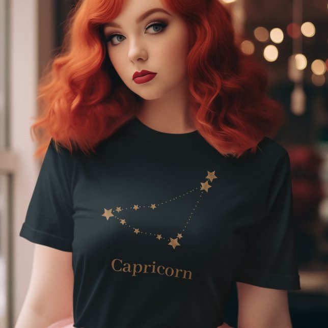 Camiseta Símbolo Zodiac Moderno, Capricórnio Dourado | Elem (Criador carregado)