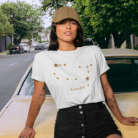 Símbolo Zodiac Moderno Gemini Dourado | Ar de elem