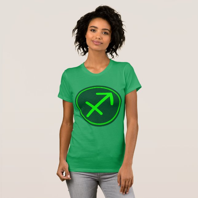 Camiseta Símbolo Zodíaco Sagitário Mistura Verde (Frente Completa)