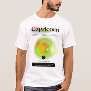 Camiseta Símbolo Zodiano Moderno Capricórnio Citação Elemen