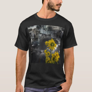 Camiseta Símbolos abstrato e flores amarelas