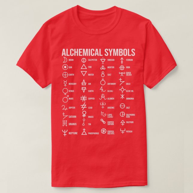 Camiseta Símbolos alquímicos prima (Frente do Design)