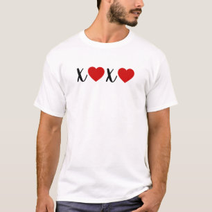 Camiseta Símbolos de Amor XO Arte de Coração Vermelho Minim