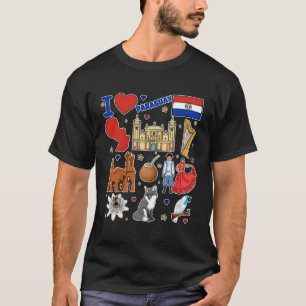 Camiseta Símbolos de Mão do Paraguai Desenha Cultura do Map