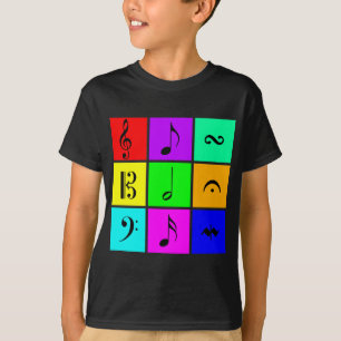 Camiseta símbolos de música brilhantes