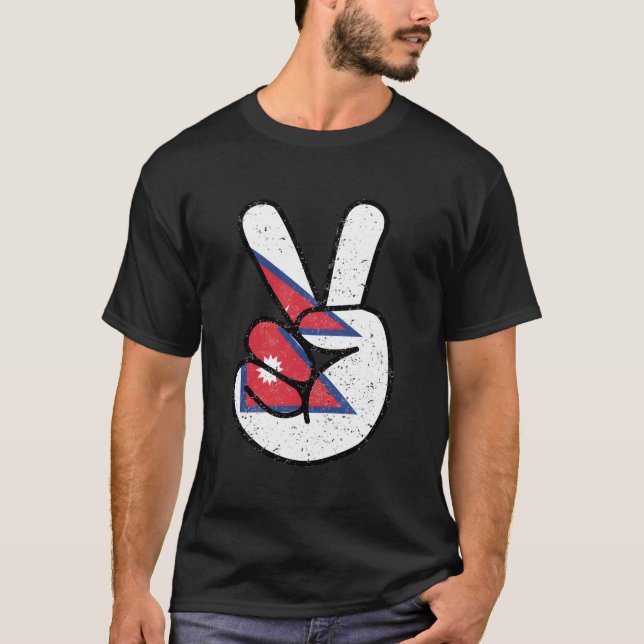Camiseta Símbolos de paz do Nepal - Sinal de T-Shirt (Frente)