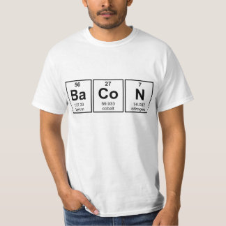 Camiseta Símbolos do elemento de mesa periódica do bacon