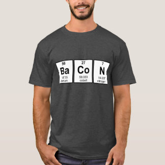 Camiseta Símbolos do elemento de mesa periódica do bacon