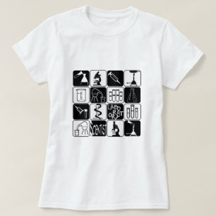 CAMISETA SÍMBOLOS E FERRAMENTAS DO CIENTISTA DO LABORATÓR