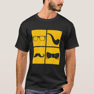 Camiseta Símbolos hipsteres Tubo de bigode Óculos de fumant