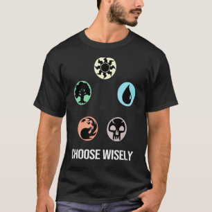 Camiseta Símbolos Mana Reunindo Mágica Escolher Azul Inteli