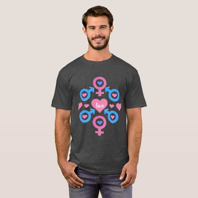 Camiseta Símbolos masculinos e femininos T-Shirt (Frente Completa)