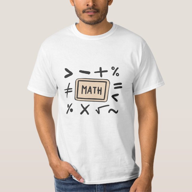 Camiseta Símbolos matemáticos para estudantes e pais (Frente)