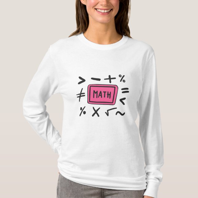 Camiseta Símbolos matemáticos para estudantes e pais (Frente)