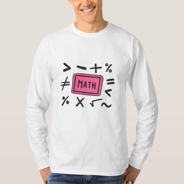 Camiseta Símbolos matemáticos para estudantes e pais (Frente)