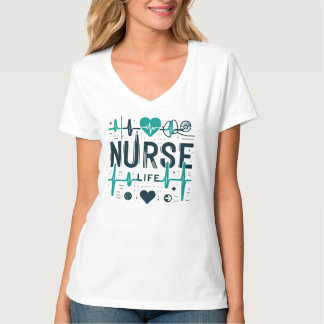 Camiseta Símbolos Médicos da Vida de Enfermeira Herói da Sa