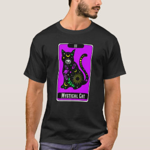 Camiseta Símbolos Místicos De Lua De Tarô De Gato Místico