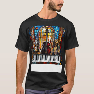 Camiseta Símbolos Musicais Em Uma Janela De Vidro Estreita