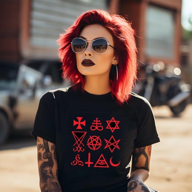 Camiseta Símbolos Ocultos Vermelhos (Criador carregado)