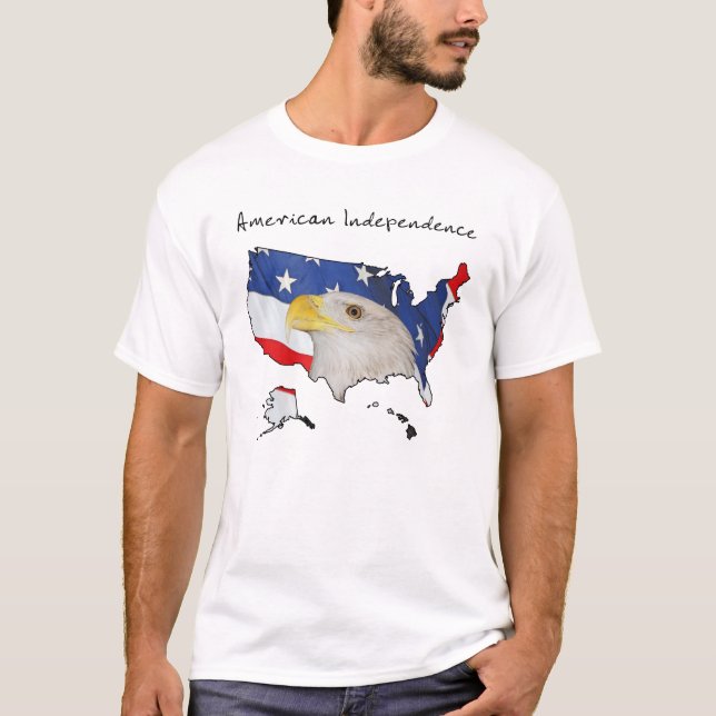 Camiseta Símbolos Patrióticos da Independência Americana (Frente)