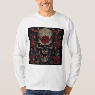 Camiseta Símbolos satânicos, rosto zombie zangado, estranho