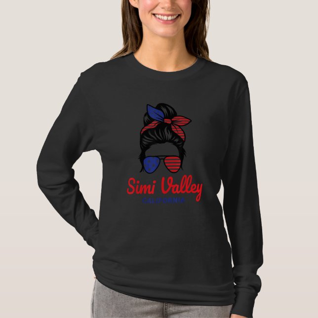 Camiseta Simi Valley California Retro Messy Bun (Frente)