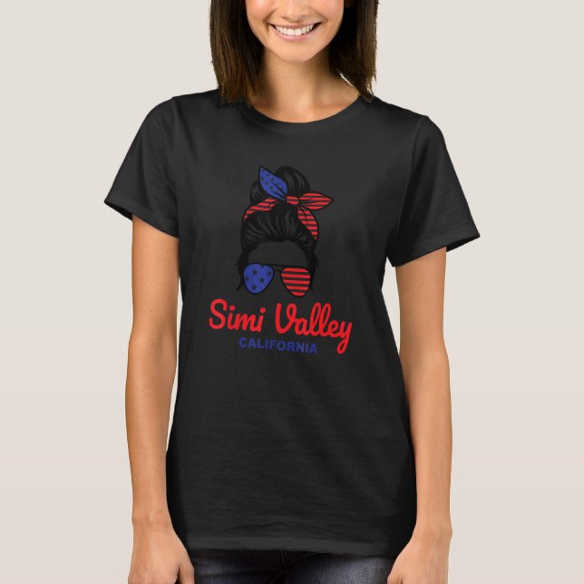 Camiseta Simi Valley California Retro Messy Bun (Frente)