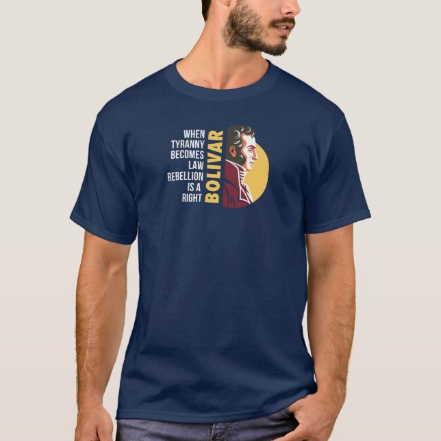 Camiseta Simon Bolivar Portrait and Freedom Quote - Revolut (Frente)