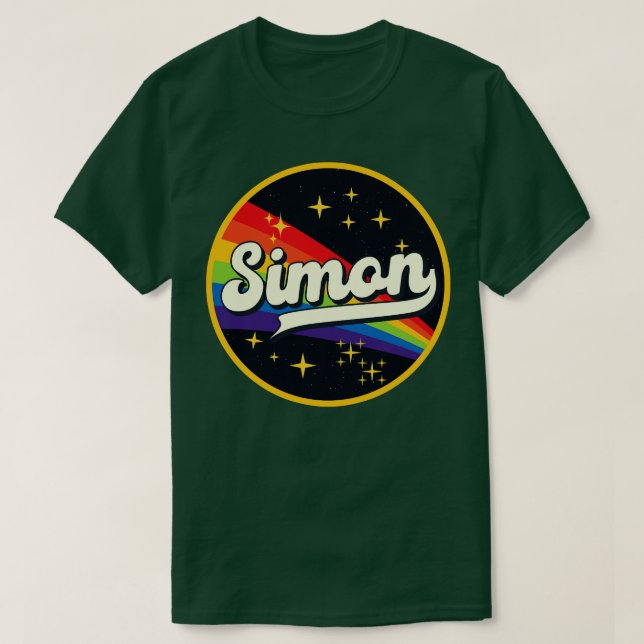 Camiseta Simon Rainbow No Estilo De Vintage Espacial (Frente do Design)