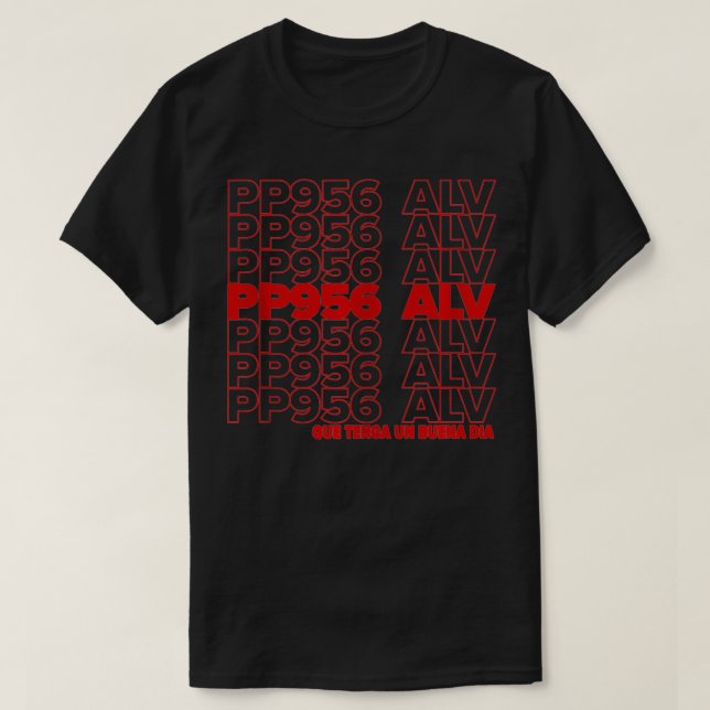 Camiseta Simple Funny u201CPP956 ALVu201D Obrigado, Mercear (Frente do Design)