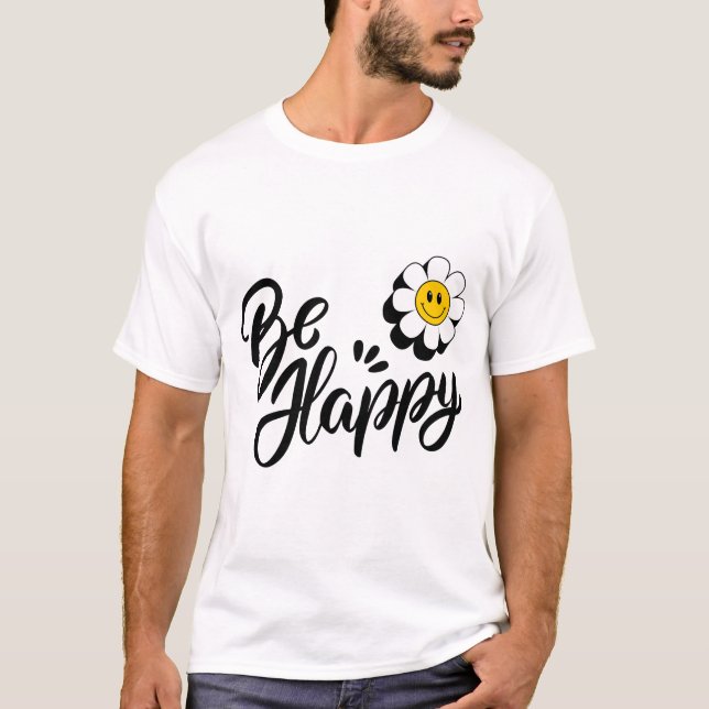Camiseta Simple Happy Flower - Good Vibes Smile Design (Frente)