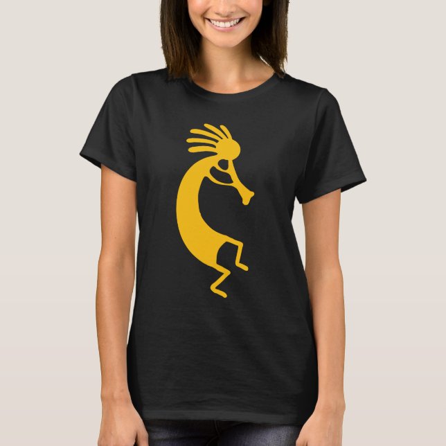 Camiseta Simple Kokopelli drawing in yellow orange (Frente)