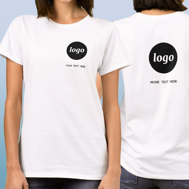 Camiseta Simple Logo and Text Business Crest and Back (Simple logo with custom text crest and back style business branding promotional t-shirt)